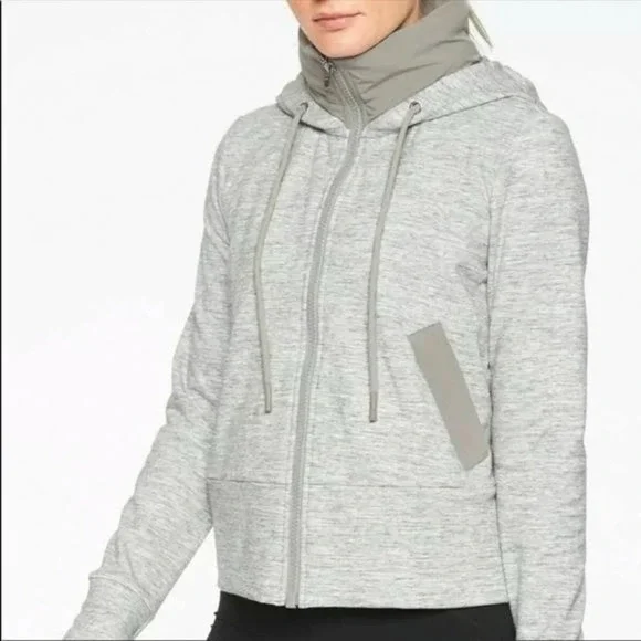 Athleta Victory Primaloft Full Zip Hooded Jacket in Heather Gray Size Small - Picture 14 of 15
